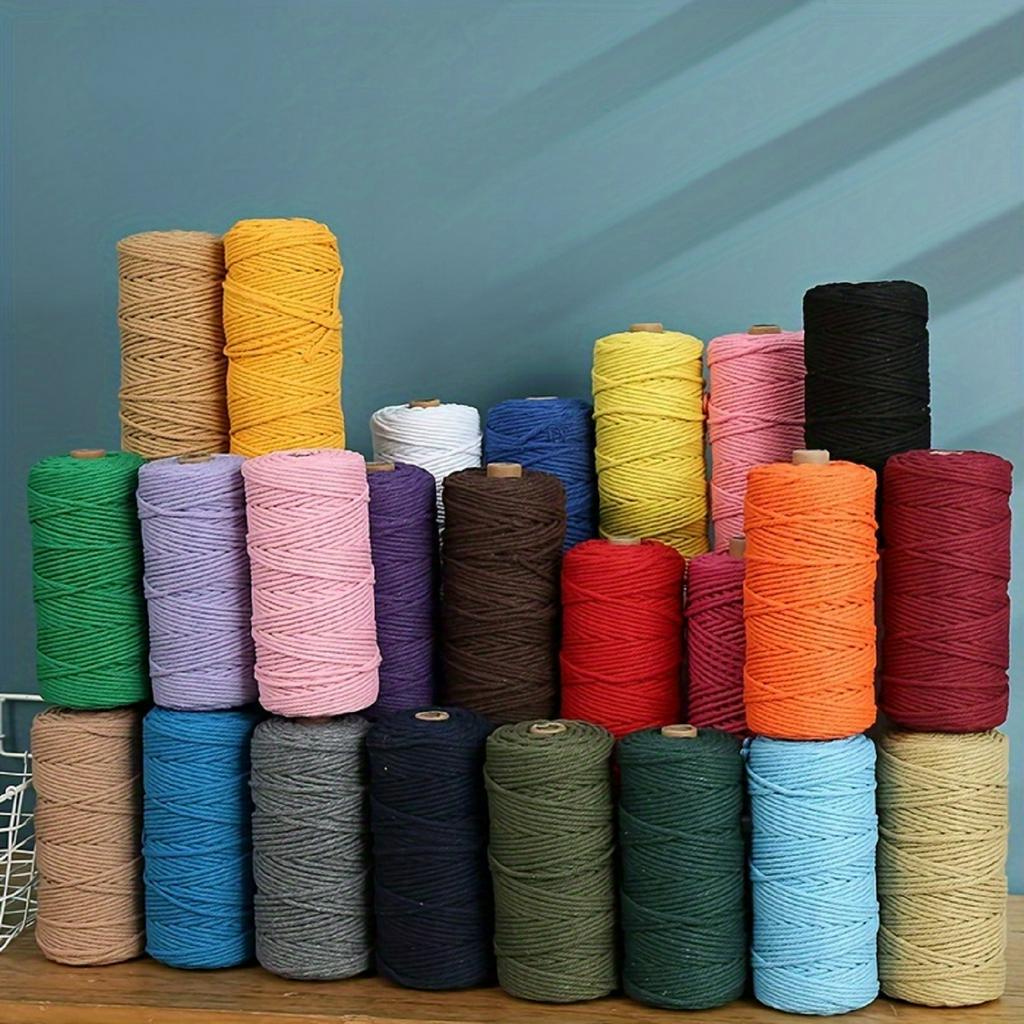 เชือกผ้าฝ้ายถัก โพลีเอสเตอร์ หลากสี หนา 3 มม. สําหรับทํางานฝีมือ DIY
