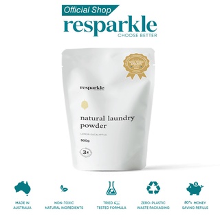 resparkle ผงซักผ้าออร์แกนิค สำหรับผิวแพ้ง่าย เด็กทารก หรือผิวบอบบาง - 500g (ซักได้ 50 ถัง)