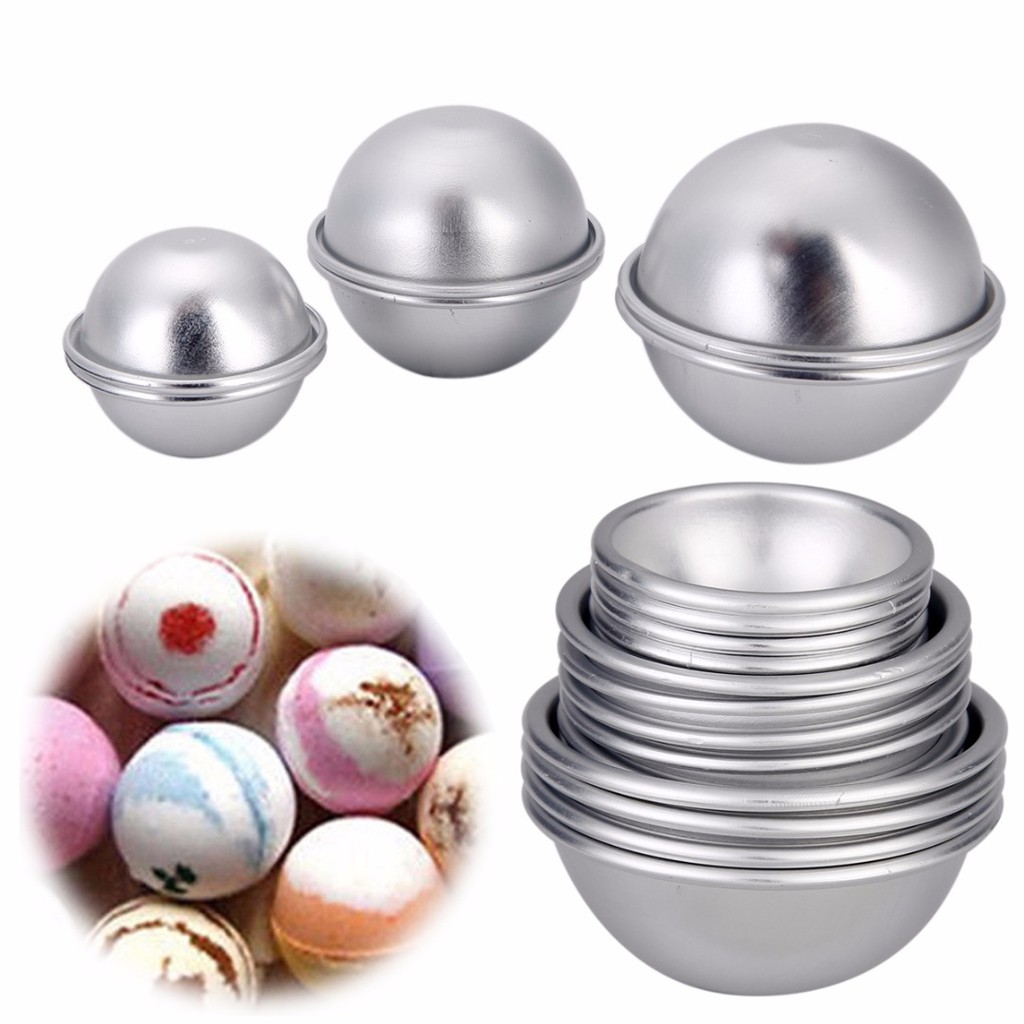 ❉ พิมพ์เค้กอลูมิเนียมครึ่งวงกลม  พิมพ์เค้กอลูมิเนียม พิมพ์สบู่บาธบอม Bath Bomb ทรงกลม ประกบ 3 มิติ ร