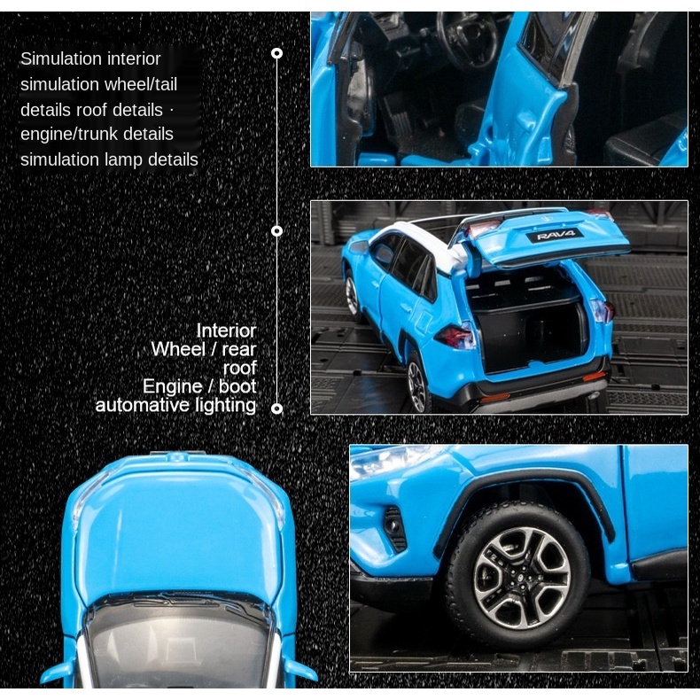 Hot Toys Diecast 132 Toyota RAV4 Alloy Car Model Sound Light Can Open ...