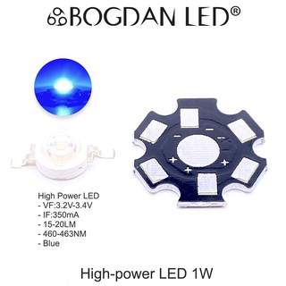 LED High power 1W BLUE แอลอีดีลูกปัดสีน้ำเงิน ให้ความสว่างสูงเต็มวัตต์ความร้อนต่ำอายุการใช้งานยาวนาน สินค้าพร้อมส่งในไทย