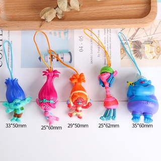 พวงกุญแจ จี้ฟิกเกอร์ PVC รูปตุ๊กตา Trolls DJ Suki Cooper ขนาดเล็ก สําหรับตกแต่ง 5 ชิ้น ต่อชุด