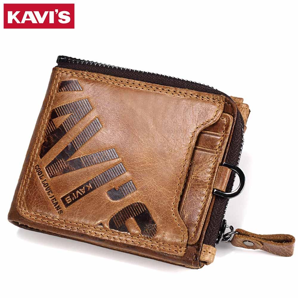 Kavis Crazy Horse กระเป๋าสตางค์หนังแท้ผู้ชาย Walet Perse Small Pocket Money Bag