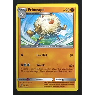 Primeape Stage 1 72/181 โอโคริซารุ Pokemon Card Gold Flash Light (Matte) ภาษาอังกฤษ