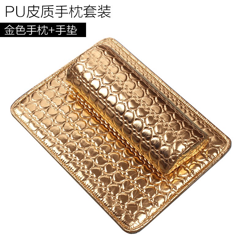 HH109-6 หมอนรองมือลายหัวใจหนังPU สีทองเงา [12] F6-5