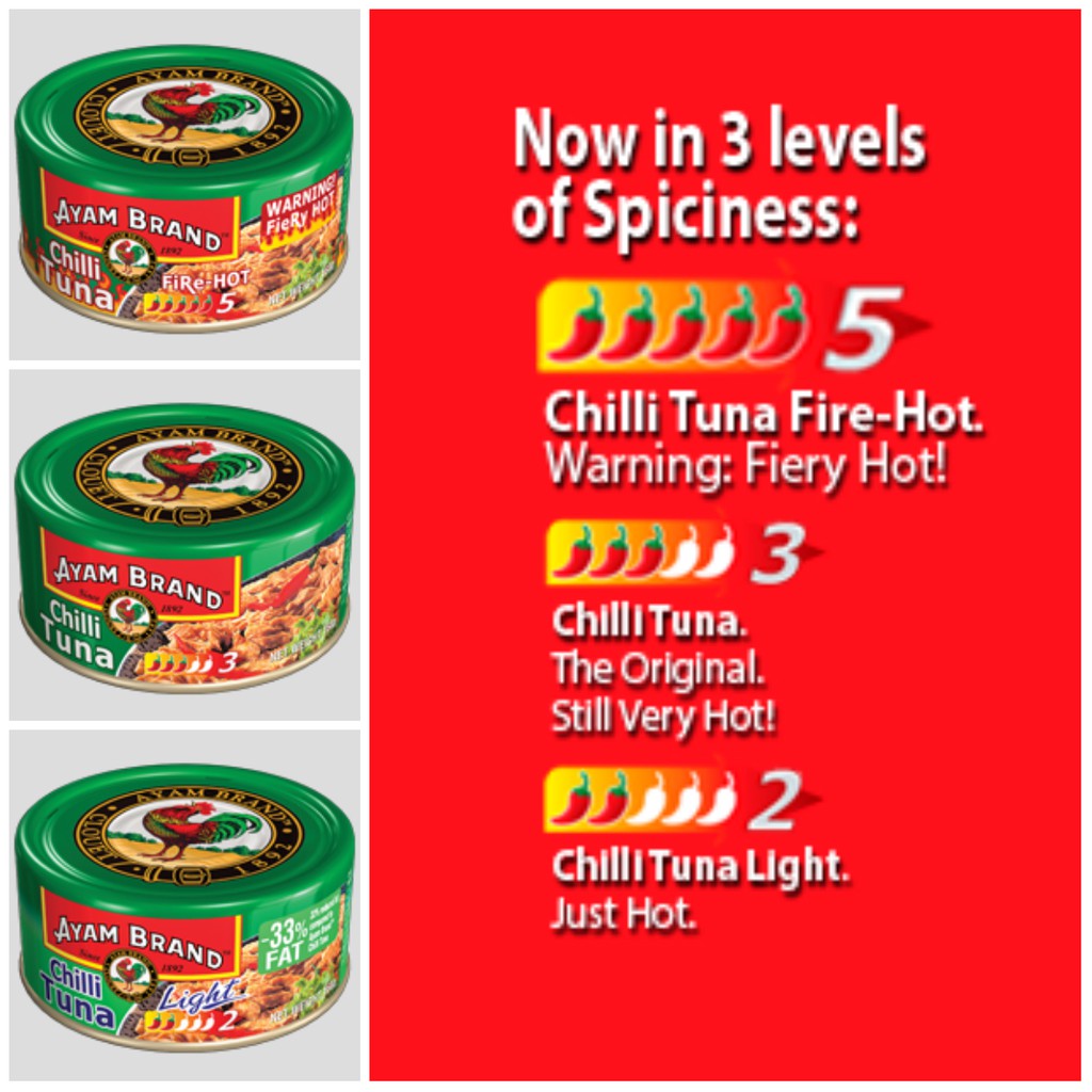 Ayam brand tuna cili  มีความเผ็ด 3 ระดับ น้ำหนัก 160 กรัม จากมาเลเซีย