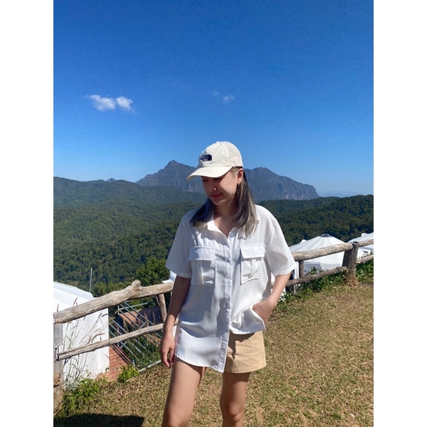 𝗦𝗜𝗠𝗣𝗟𝗬 𝗦𝗛𝗜𝗥𝗧 เสื้อเชิ้ตผู้หญิงแขนสั้น สไตล์แคมป์ปิ้ง