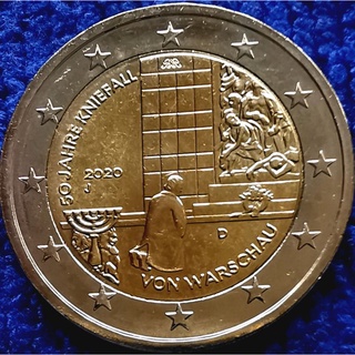 เหรียญ​เยอรมัน​ Germany, 2​ Euro, (เหตุการณ์​คุกเข่า​ที่ Warsaw ครบ50ปี), #​1491T, ไม่​ผ่าน​ใช้​ UNC