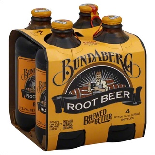 🌟พร้อมส่ง🌟Bundaberg Root Beer 375ml 4 Bottles บันดาเบิร์ก น้ำหวานกลิ่นรูทเบียร์ อัดก๊าซ ขนาด 375 มล 4 ขวด