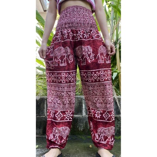 Harem Pants Yoga pants Elephant pants Thailand Pants กางกางขายาวผู้หญิง กางเกงขายาว กางเกงลายช้าง เอวสม็อค