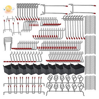 ชุดตะขอโลหะ Pegboard 228 ชิ้นพร้อมตะขอโลหะสําหรับจัดเก็บเครื่องมือระบบล็อค