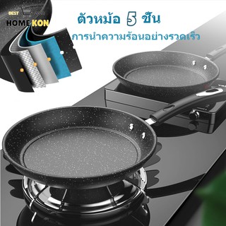 กระทะเคลือบหินอ่อน5ชั้น กระทะไร้น้ำมัน Non Stick ไม่ติดกระทะ ใช้กับเตาแม่เหล็ก และเตาทุกประเภท ขนาด 26 ซม -420