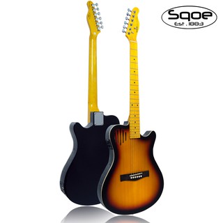 Sqoe กีตาร์โปร่งไฟฟ้า เทเลคูสติค ทรง Telecoustic 41 นิ้ว รุ่น SA100 (Sunburst) + แถมฟรีถ่าน 9V