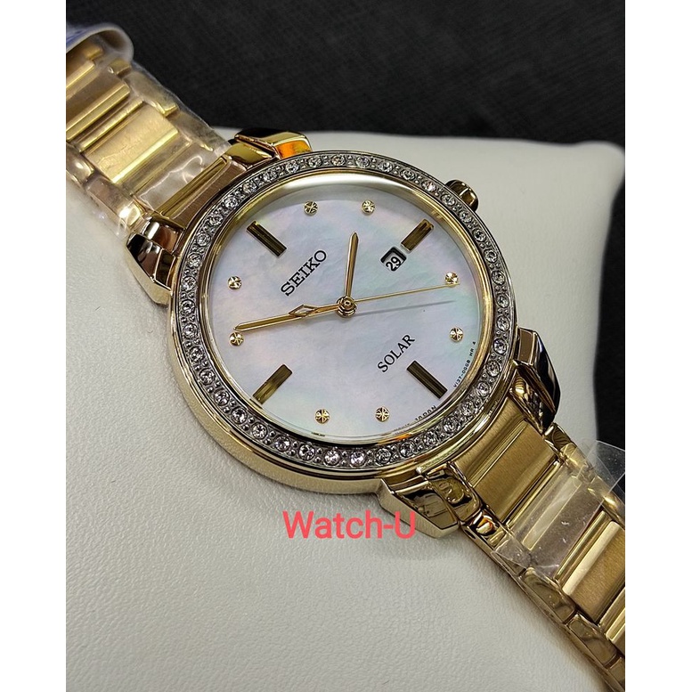 นาฬิกาข้อมือผู้หญิง Seiko Solar สายสแตนเลสสีทอง รุ่น SUT330P1 SUT330P SUT330