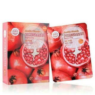 EAST-SKIN Double Vitamin C POMEGRANATE NATURAL NURISHING FACIAL MASK Belov 3D มาร์หน้าเเผ่นทับทิม เบโลฟ10แผ่น