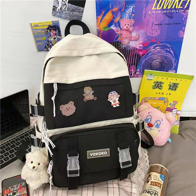 เป้สะพายหลัง กระเป๋านักเรียน ผ้าแคนวาส ลายดอกไม้ น่ารัก สําหรับผู้หญิง จุของได้เยอะ สไตล์ญี่ปุ่น - รูปที่ 3