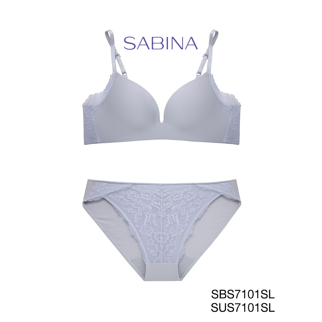 Sabina เซตชุดชั้นใน Invisible Wire (ไม่มีโครง) รุ่น Sixnature รหัส SBS7101SL+SUS7101SL สีเทาอ่อน