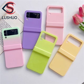 Lushuo เคสโทรศัพท์มือถือ ปิดด้านหลัง สีแคนดี้ สําหรับ Samsung Galaxy Z Flip 3 5G Z Flip3 ZFlip3 ZFlip 3 3 in 1