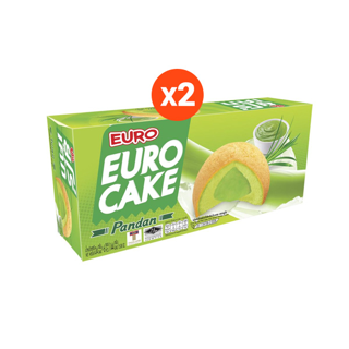(Pack 2) Euro ฟัฟเค้กสอดไส้ ตรายูโร่ 144g ครีมใบเตย