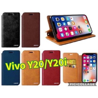 [ส่งจากไทย] เคสฝาพับ ใส่นามบัตรได้ สำหรับรุ่น Vivo Y20 เคสโทรศัพท์ป้องกันการหล่นแบบพลิกด้านบน