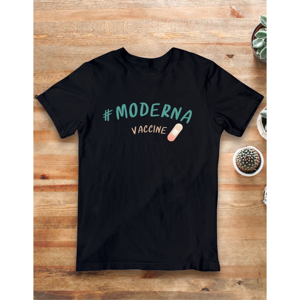 ใหม่✾☾✼เสื้อยืดผ้า Cotton ฉีดวัคซีนแล้ว ลาย #Moderna โมเดอน่า