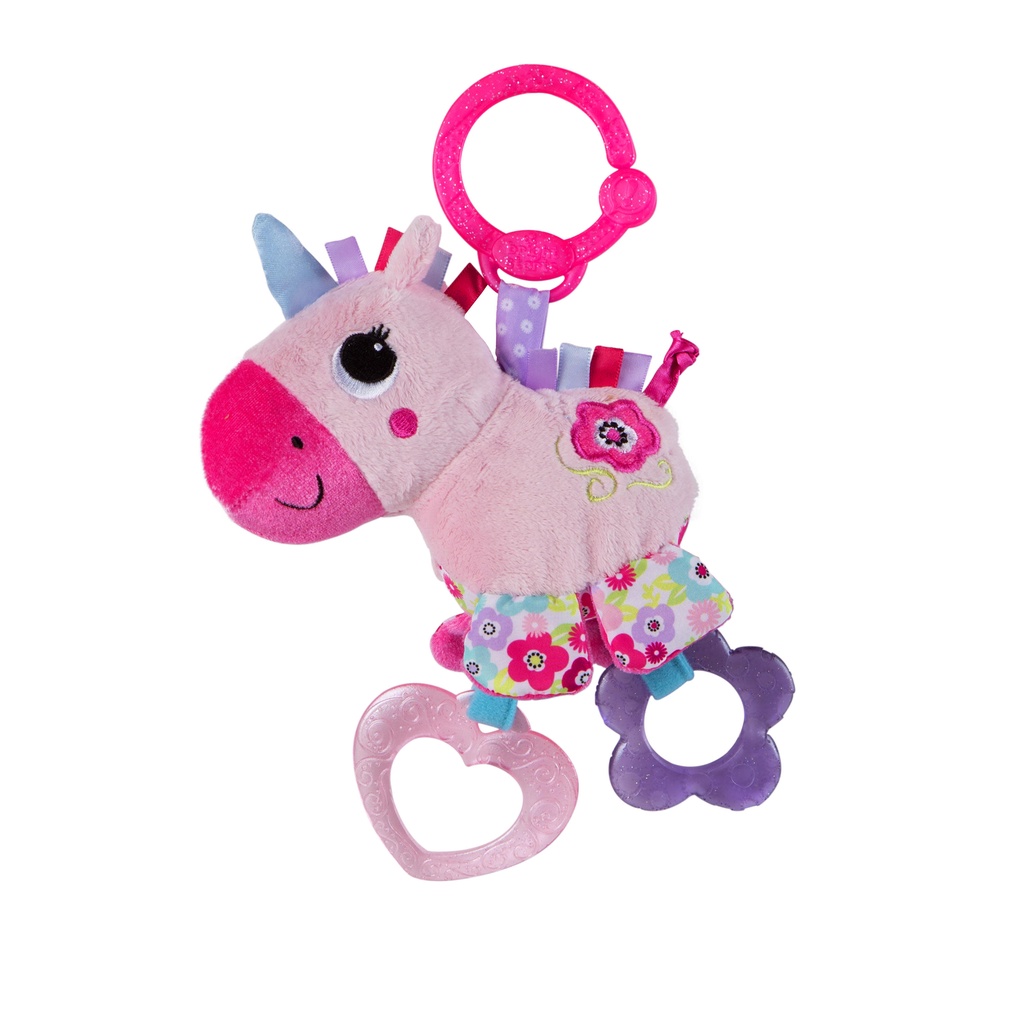 โมบายตุ๊กตา ยูนิคอร์น สีชมพู Bright Starts Sparkle &amp; Shine Unicorn On-the-Go Take-Along Toy, Ages Newborn +