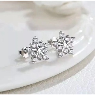 Fashion earrings ต่างหูเงินแท้925 ต่างหูเพชรเกล็ดหิมะ (พร้อมกล่อง)