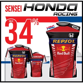 🌈โค้ดSENSEIOMGลด15%🌈เสื้อแขนสั้นพิมพ์ลาย(หน้า-หลัง) SENSEI ลายRacing HONDA1