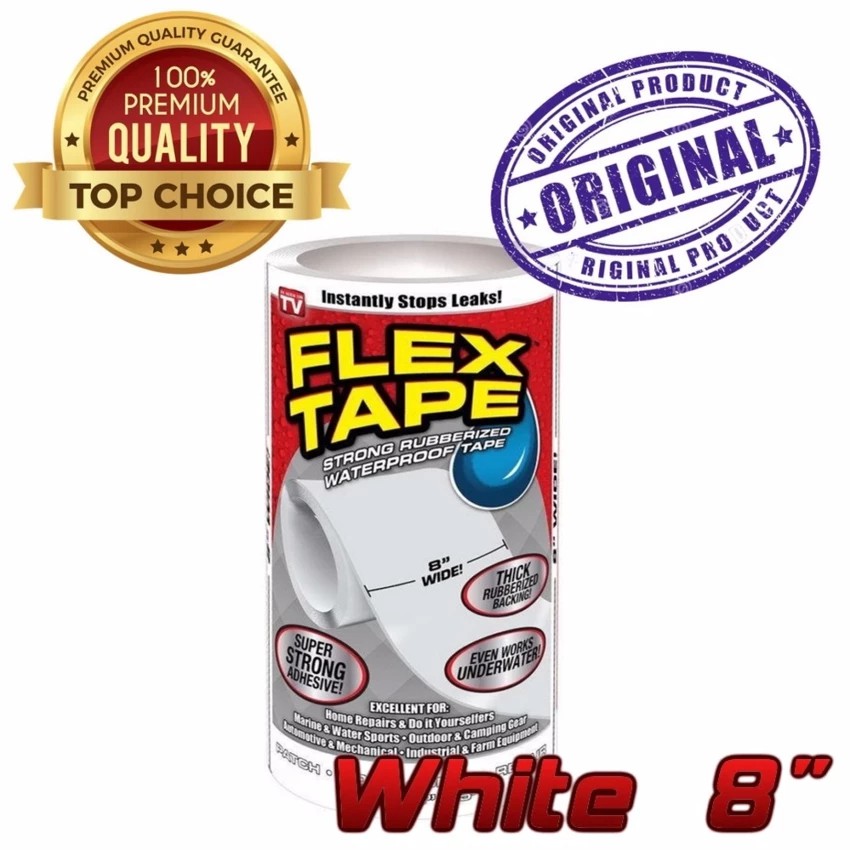 FLEX TAPE เทปกาวอเนกประสงค์ เทปกาวอุดรอยรั่ว เทปกาวที่ดีที่สุด เหนียวแน่นคงทน กว้าง 8/ขาว