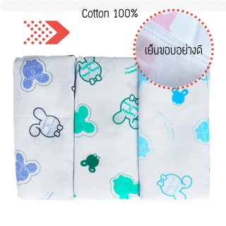 ผ้าอ้อมผ้าสาลู cotton 100%  27 นิ้ว เกรดAAA+ แพ็ค 12 ผืน คละสี (ลายมิกกี้) สินค้าพร้อมส่ง