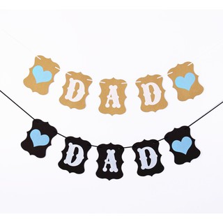 ธงราวกระดาษรักพ่อ ธงราววันเกิด ธงราว ป้ายวันเกิด รักพ่อ วันพ่อ LOVE DAD Fathers Day / Happy Birthday Paper Banner Flags