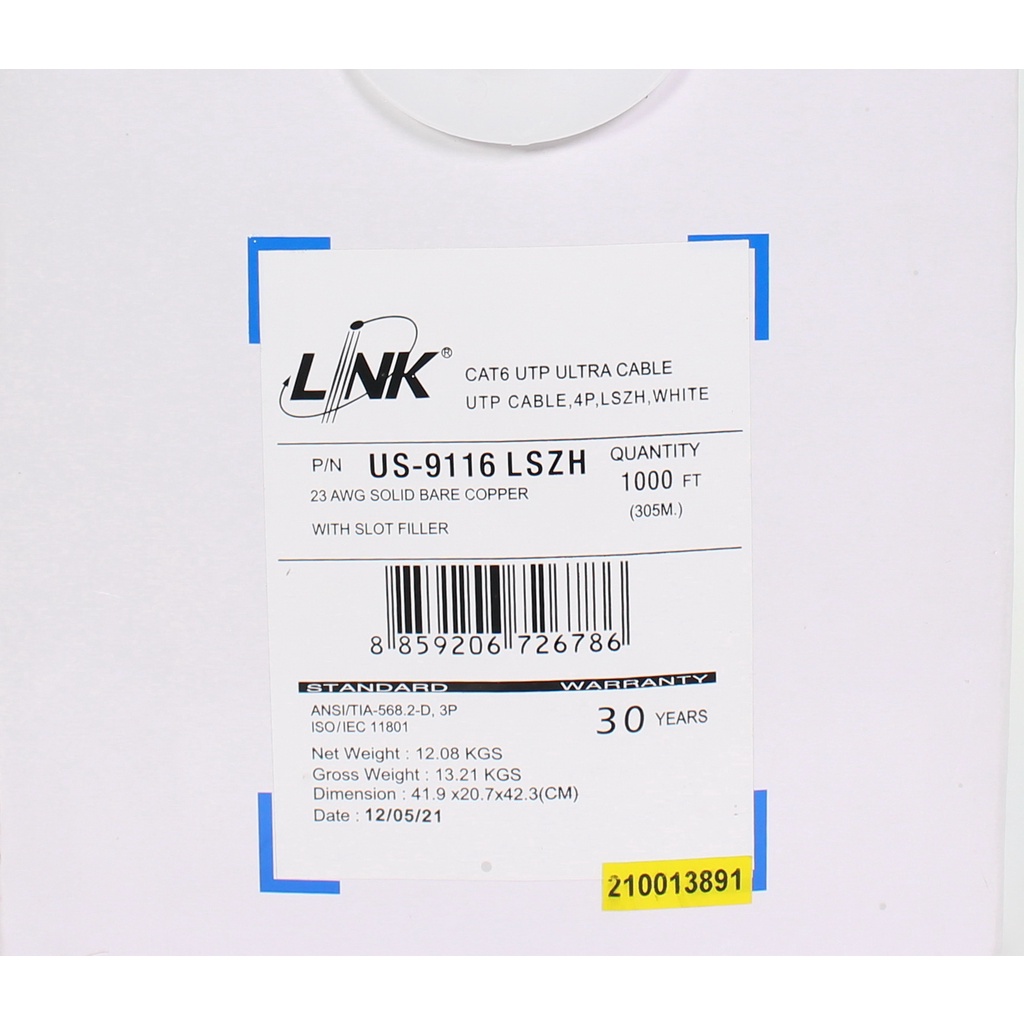 US-9116LSZH LINK สายแลน CAT6 LINK US-9116LSZH Link สาย LAN CAT6 LINK US-9116LSZH LAN CAT6 600MHz สาย