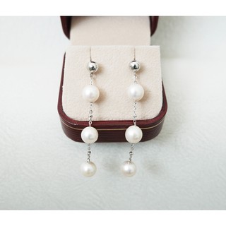 NEVER-N ต่างหูมุกแท้ / ต่างหูมุกน้ำจืดแท้ / ต่างหูคู่ยาว / ต่างหูออกงาน / freshwater pearl drop earrings / pearl d