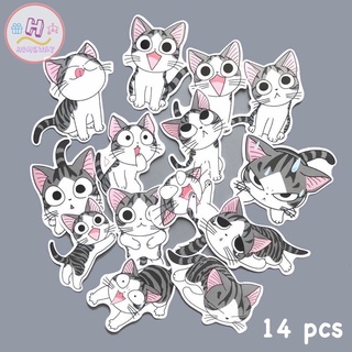 Sticker 🐈 สติ๊กเกอร์ น้องแมวน่ารัก H 55 น้องแมว 14ชิ้น น้องน่ารักมาก น้อง แมว แ ม ว cat แมว สติ้กเกอร์ เหมียว แมวส้ม