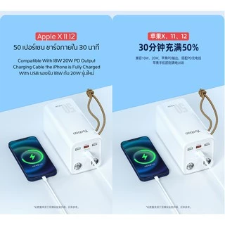 100W Yoobao H5 50000mAh PD100W/PD22.5W ไฟฉาย2ช่อง มีไฟ LED Power bank พาวเวอร์แบงค์ แบตสำรอง