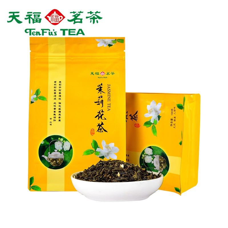 ชาเขียวมะลิ TenRen'sTEA (อบดอกมะลิ)100กรัม Jasmine Green Tea ชาเขียวดอกมะลิ ผลิตดั่งเดิมจากมณฑลกวางซ