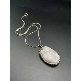 100% Natural Druzy Quartz Pendant / Unique Design / Beautiful Druzy Quartz Necklace Jewelry With Silver Chain 18inch.