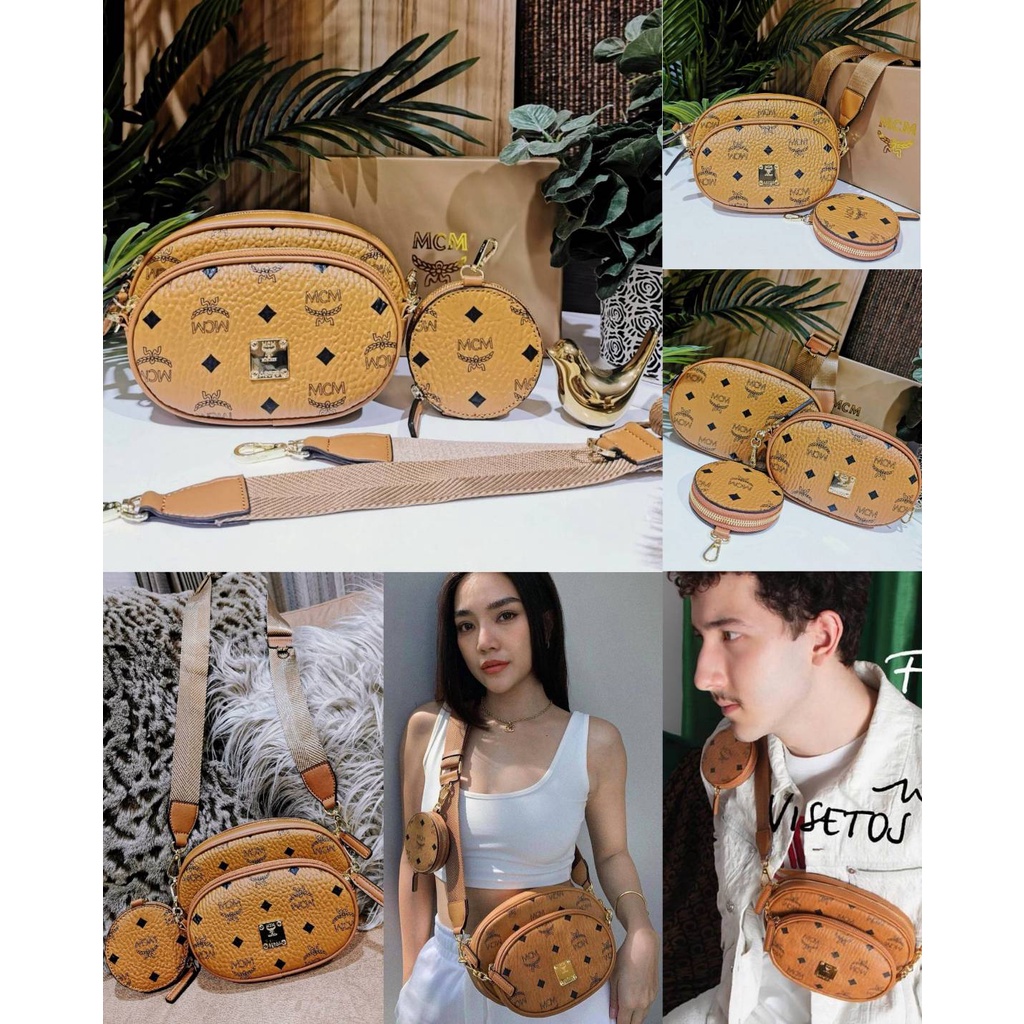 MCM Factory Cognac Visetos Monogram Essential Multi Bag   Code:B1D150764  แบรนด์แท้ 100% งาน Outlet