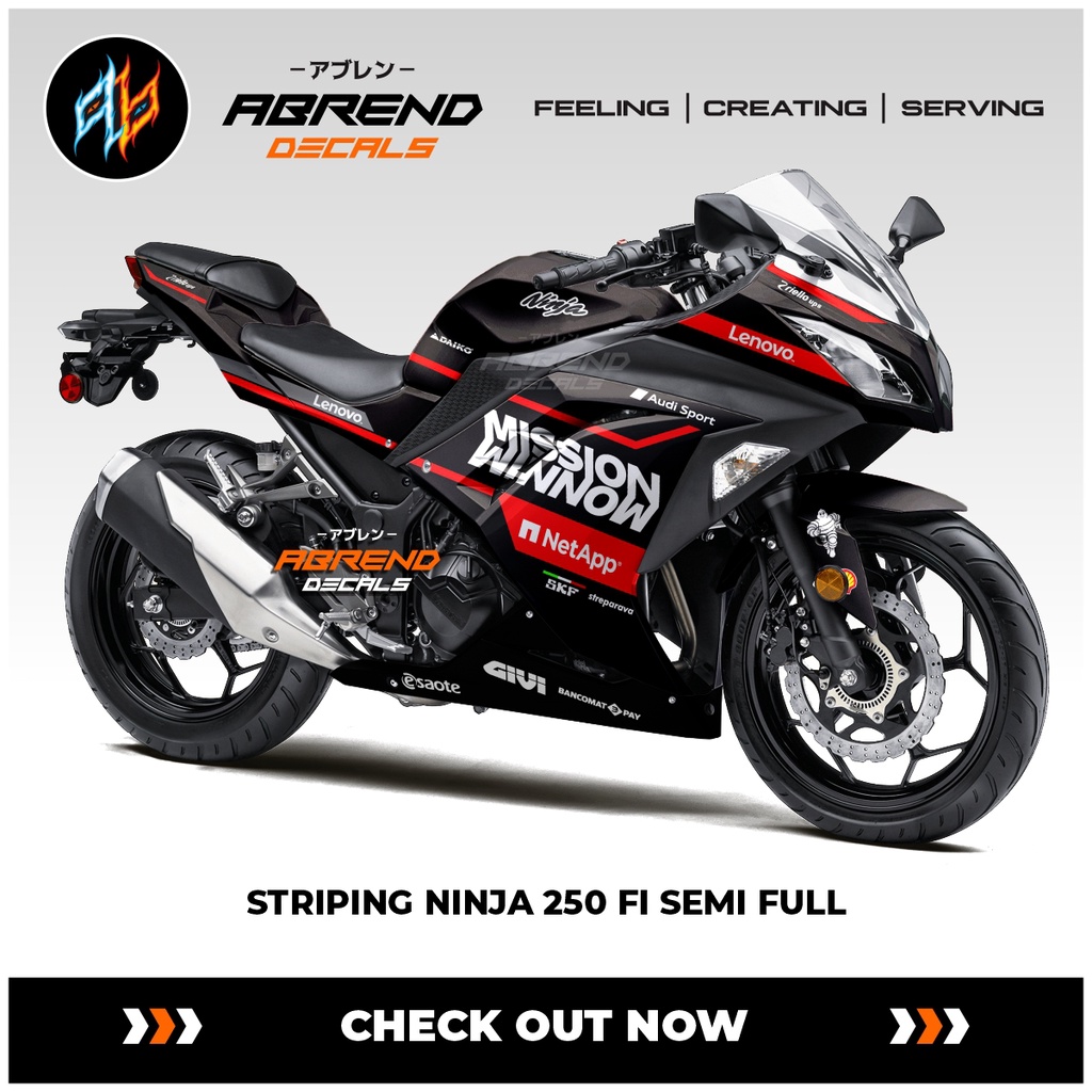 NINJA 250 FI SEMI FULL STRIPING / KAWASAKI NINJA FI MISSION WINNOW / LENOVO / สต็อก DECALS