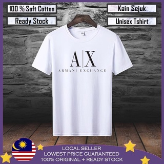 ARMANI EXCHANGE เสื้อยืดผ้าฝ้าย 100% พิมพ์ลายขวาน BAJU UNISEX