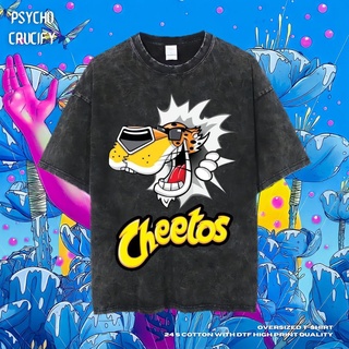 เสื้อยืด ขนาดใหญ่ พิมพ์ลาย Psycho Crucify Cheetos | หินล้างทําความสะอาด | เสื้อยืด ลายการ์ตูน | เสื้อยืด ขนาดใหญ่ | สไตล