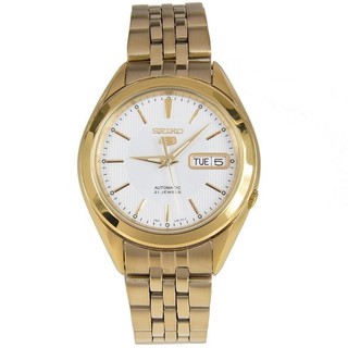 Seiko 5 Sports Automatic นาฬิกาข้ิอมือผู้ชาย Gold/White สายสแตนเลส  รุ่น SNKL26K1