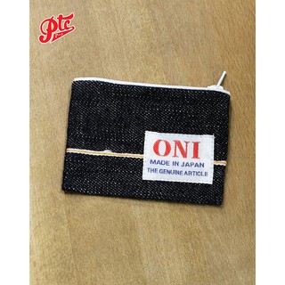 กระเป๋าใส่เศษเหรียญผ้ายีนส์ริมแดง ONI DENIM COIN PURSE Orange Selvage XX 16.5 oz Made in Japan