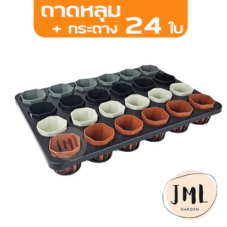 JML ถาดหลุมใส่กระถาง พร้อมกระถาง 2 นิ้ว 2.5 นิ้ว 24 ใบ ถาดใส่กระถาง ถาดหลุม ถาดกล้วไม้