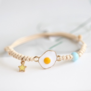 SENSES// Korean Style Fresh Hand-Woven Alloy Dripping Oil Poached Egg Bracelet Cute Personality Student Female Bracelet Wrist Chain CLXl