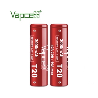 Vapcell T20 INR21700 2000mAh 3.7V ของแท้ 2 ก้อนแถมฟรีกระเป๋าใส่ถ่าน