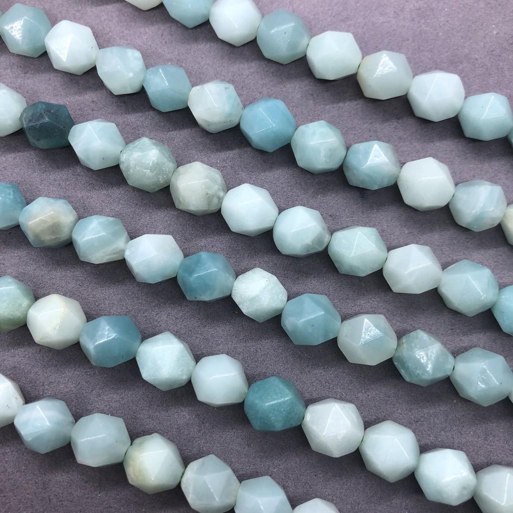 Blue Amazonite Beads สีฟ้า AMazonite ลูกปัด 6/8/10 มิลลิเมตรเหลี่ยมเพชรพลอยธรรมชาติหินตัดอัญมณีเรขาคณิต DIY