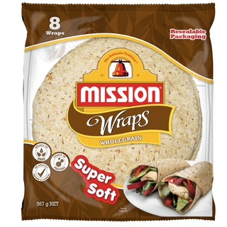 Mission Wraps Wholegrain 360g. มิชชั่น แรปโฮลเกรน 360 กรัม 1 แพ็ค มี 8 ชิ้น