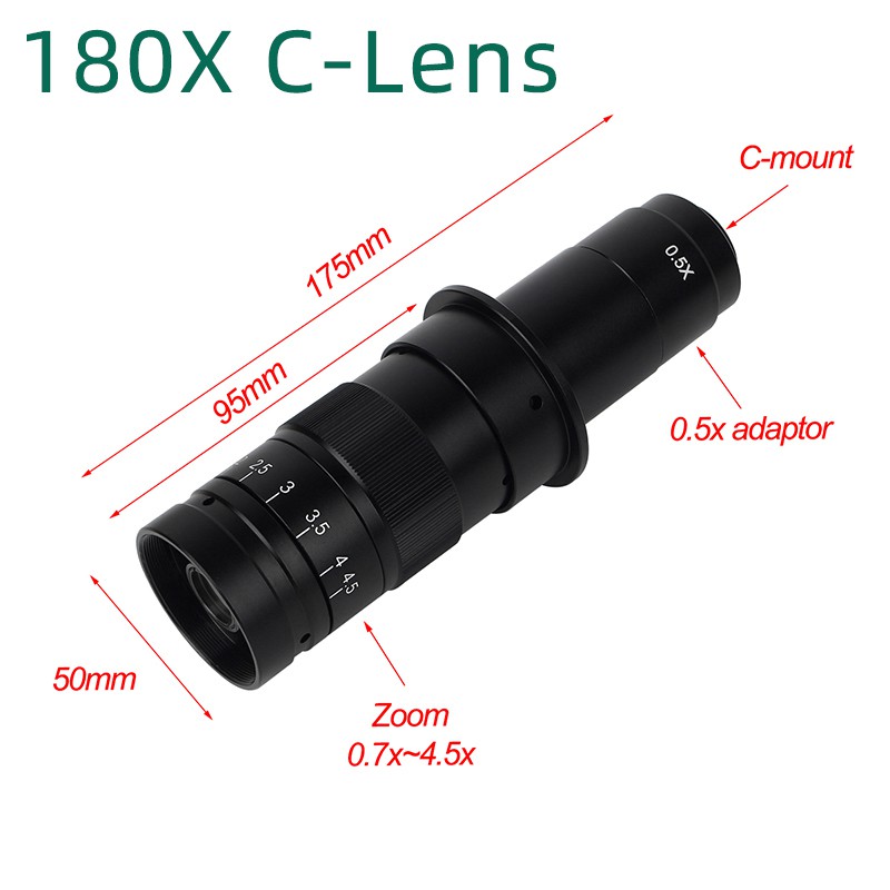 [Ready Stock] 130X 180X Digital Microscope Camera C-Mount Lens Zoom Eyepiece Magnifier