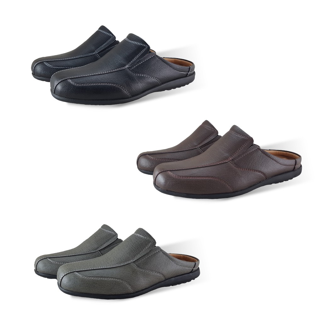 1198 บาท FREEWOOD CASUAL SHOES รองเท้าหนังเปิดส้น รุ่น 79-6191  สีดำ / สีน้ำตาล / สีเผือก ( BLACK / BROWN / TARO) Men Shoes